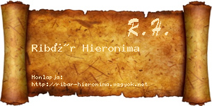 Ribár Hieronima névjegykártya